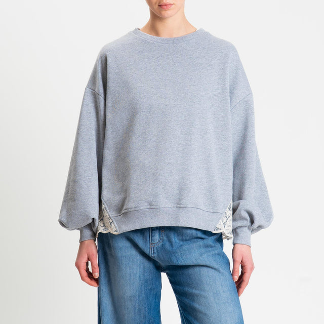 Tensione in-Felpa doppio tessuto ricamato - grigio