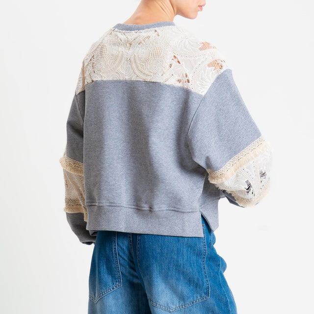 Tensione in-Felpa ricamata - grigio/burro