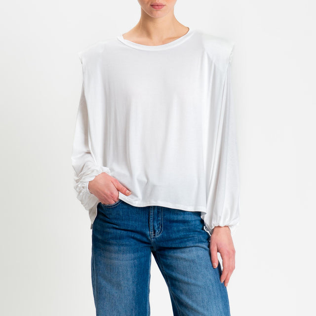 Tensione in-T-shirt in jersey di viscosa elasticizzato con spalline - panna