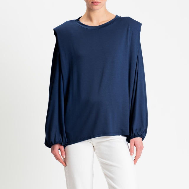 Tensione in-T-shirt in jersey di viscosa elasticizzato con spalline - blu