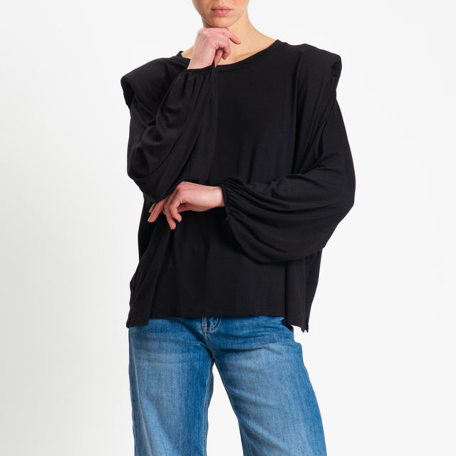 Tensione in-T-shirt in jersey di viscosa elasticizzato con spalline - nero