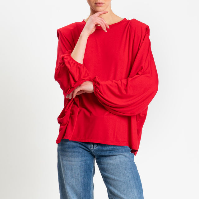 Tensione in-T-shirt in jersey di viscosa elasticizzato con spalline - rosso