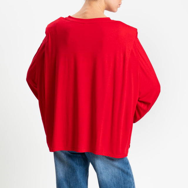 Tensione in-T-shirt in jersey di viscosa elasticizzato con spalline - rosso