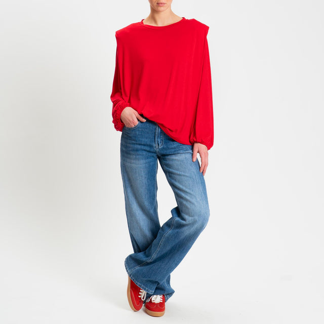 Tensione in-T-shirt in jersey di viscosa elasticizzato con spalline - rosso