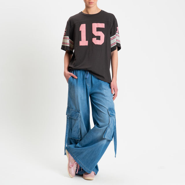 Tensione in-T-shirt mezza manica N15 in jersey - moro/rosa/crema