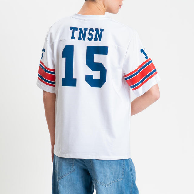 Tensione in-T-shirt mezza manica N15 in jersey - panna/blu/rosso