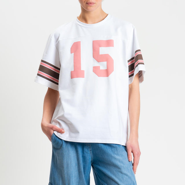 Tensione in-T-shirt mezza manica N15 in jersey - panna/rosa/moro