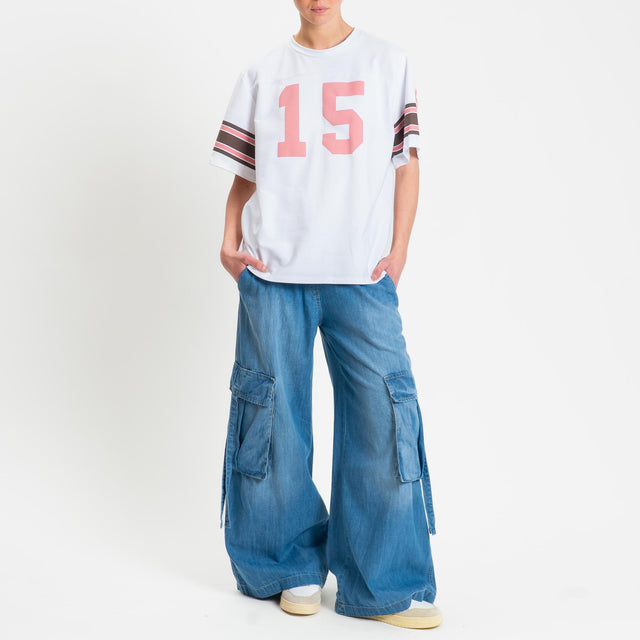 Tensione in-T-shirt mezza manica N15 in jersey - panna/rosa/moro