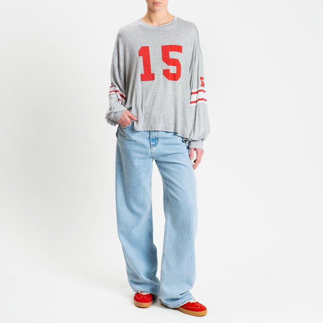 Tensione in-T-shirt stampa N15 in jersey - grigio/rosso/bianco