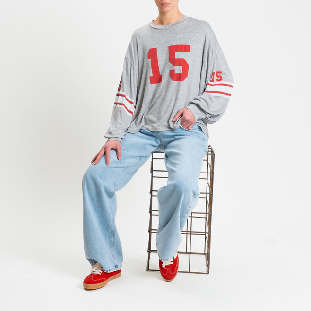 Tensione in-T-shirt stampa N15 in jersey - grigio/rosso/bianco