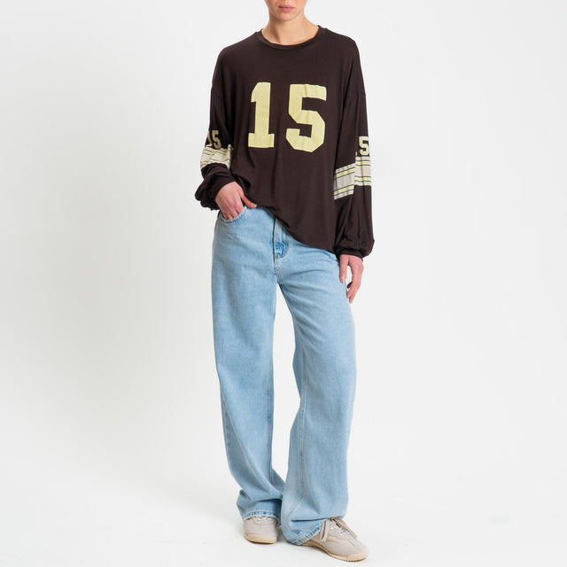 Tensione in-T-shirt stampa N15 in jersey - moro/banana/crema