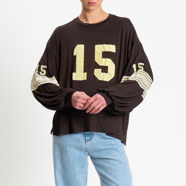 Tensione in-T-shirt stampa N15 in jersey - moro/banana/crema