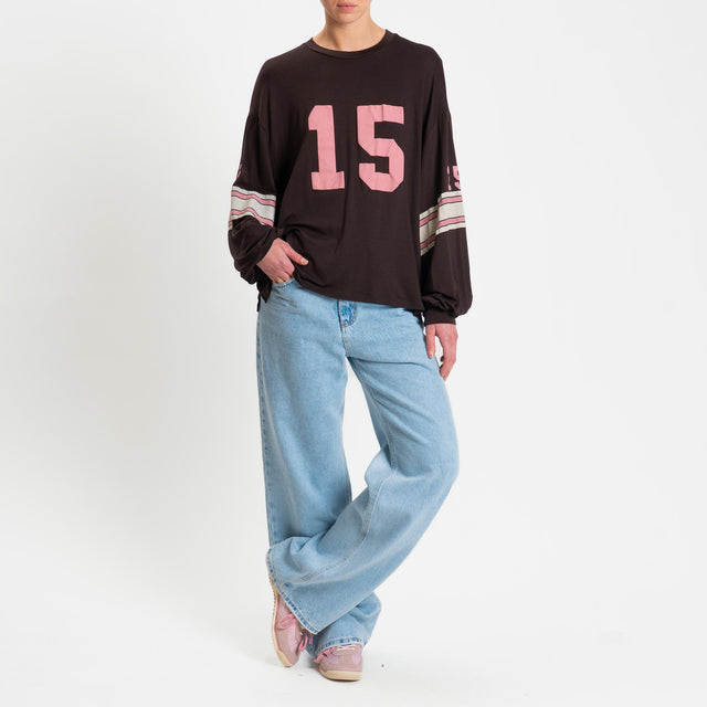 Tensione in-T-shirt stampa N15 in jersey - moro/rosa/crema