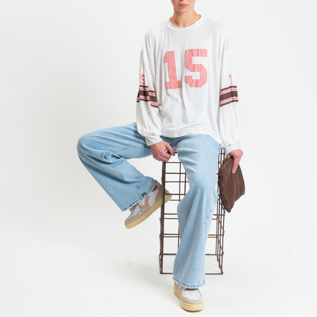 Tensione in-T-shirt stampa N15 in jersey - panna/rosa/moro