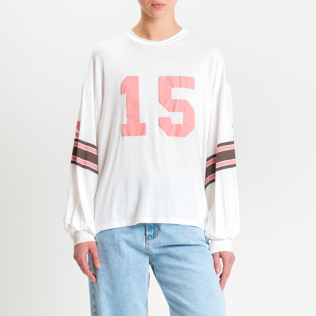 Tensione in-T-shirt stampa N15 in jersey - panna/rosa/moro