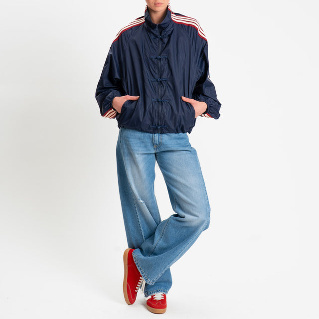 Tensione in-Bomber nylon mandarin bande laterali - blu