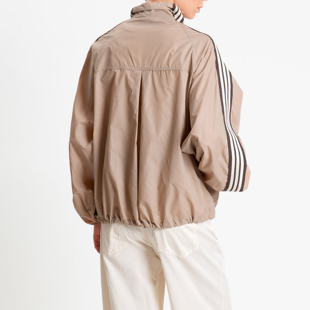 Tensione in-Bomber nylon mandarin bande laterali - sabbia