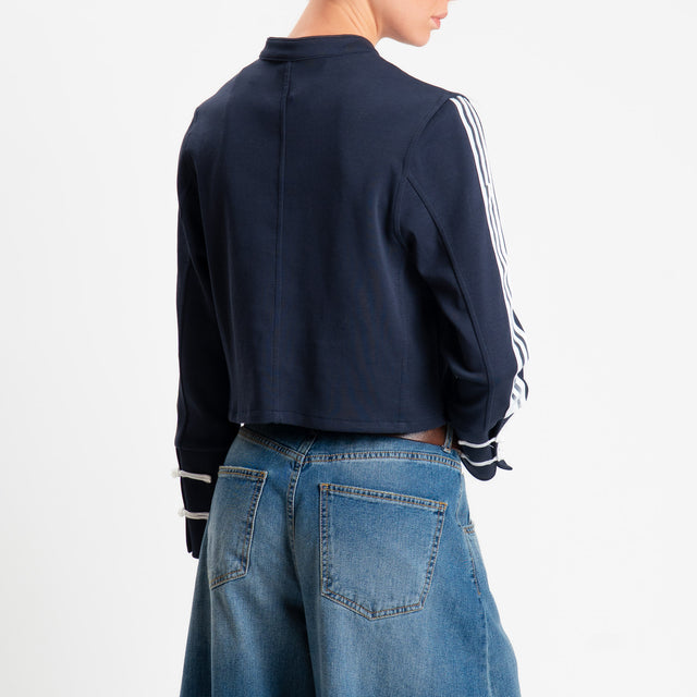 Tensione in-Felpa mandarin bande laterali - blu