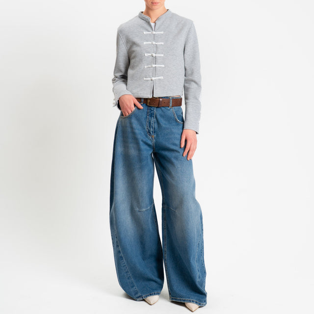 Tensione in-Felpa mandarin bande laterali - light grey