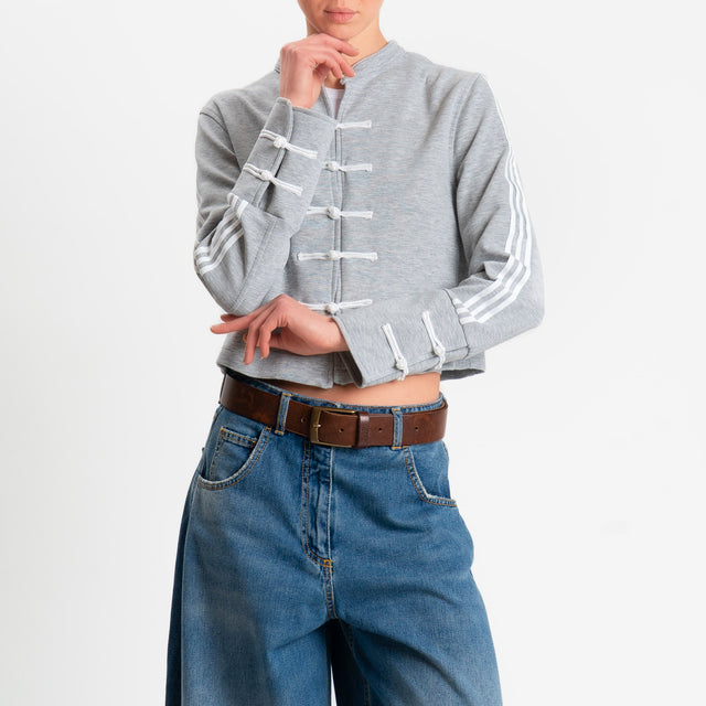 Tensione in-Felpa mandarin bande laterali - light grey