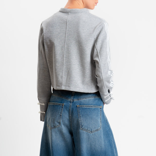 Tensione in-Felpa mandarin bande laterali - light grey