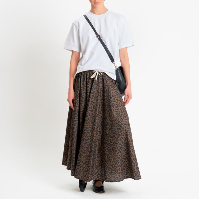 Tensione in-Gonna animalier bande laterali - moro/latte