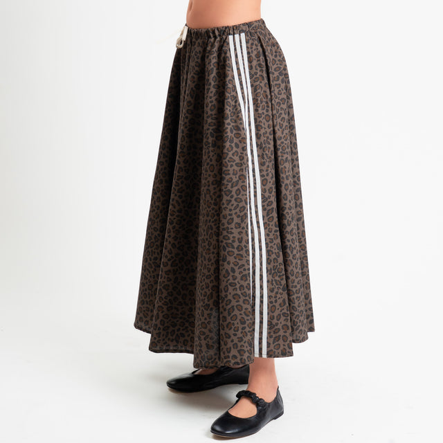 Tensione in-Gonna animalier bande laterali - moro/latte