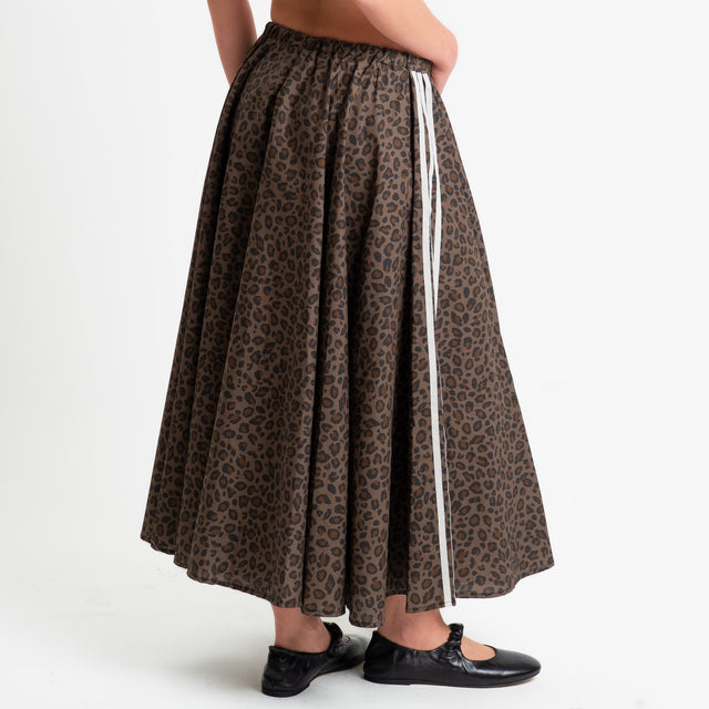 Tensione in-Gonna animalier bande laterali - moro/latte