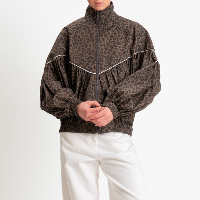 Tensione in-Bomber animalier manica ampia - moro/latte