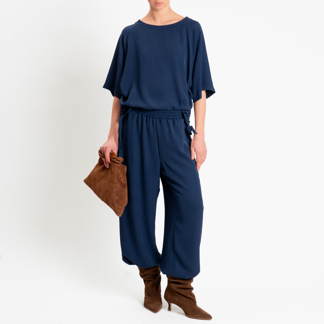 Tensione in-Pantalone balloon tessuto fluido - blu