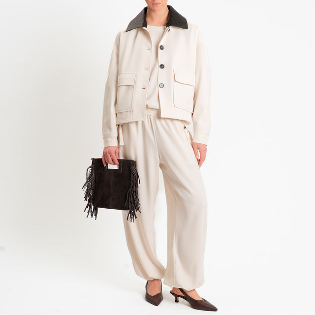 Tensione in-Pantalone balloon tessuto fluido - panna