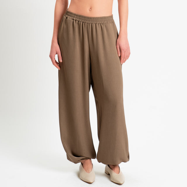 Tensione in-Pantalone balloon tessuto fluido - tabacco