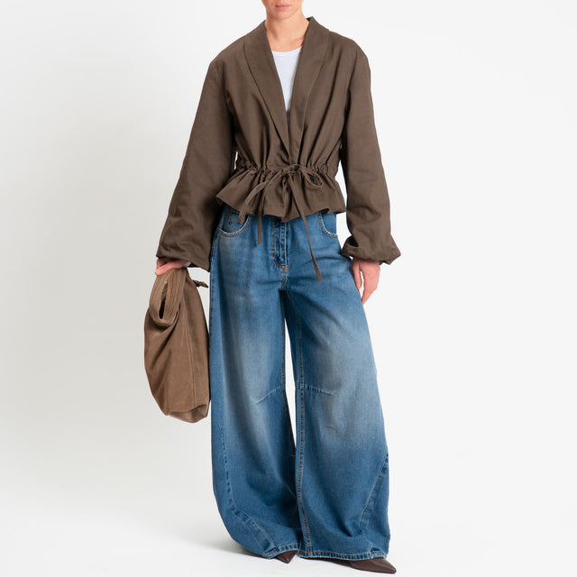 Tensione in-Giacca con coulisse manica ampia - moro