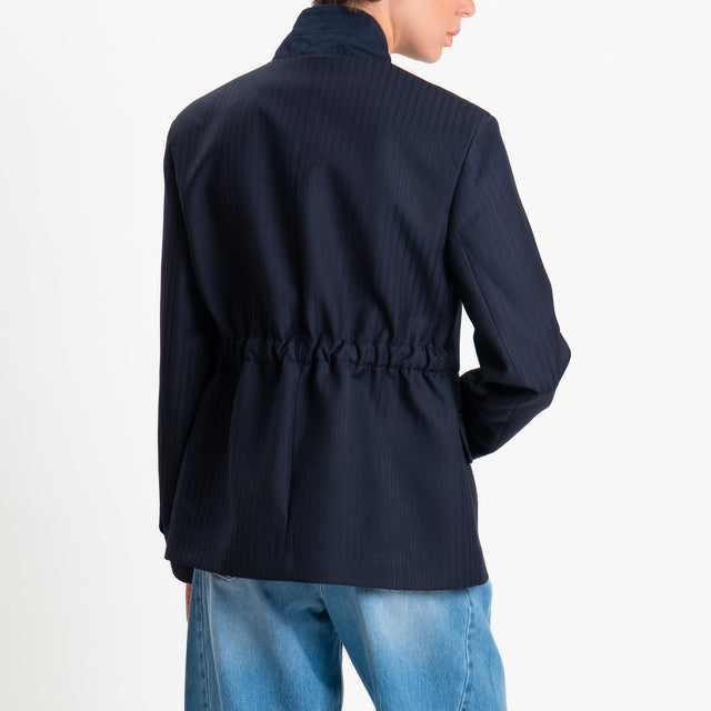 Tensione in-GIacca gessata un bottone - blu