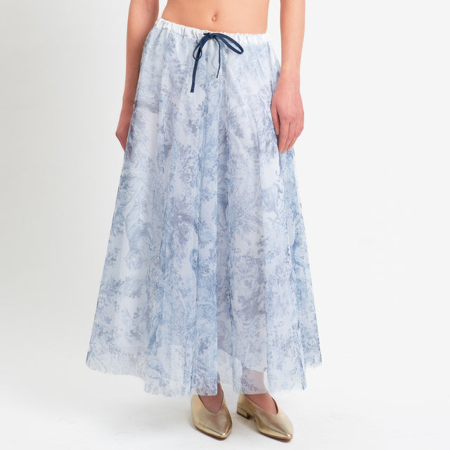 Tensione in-Gonna in tulle fantasia elastico in vita - jeans/latte