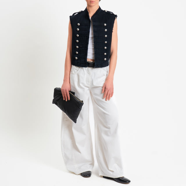 Tensione in-Gilet napoleon in drill - stone washed nero