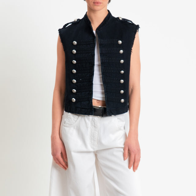 Tensione in-Gilet napoleon in drill - stone washed nero