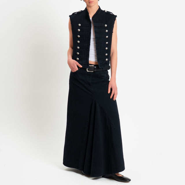 Tensione in-Gonna ampia in drill - stone washed nero