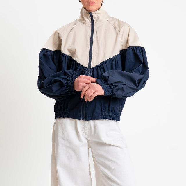 Tensione in-Bomber bicolore - beige/blu