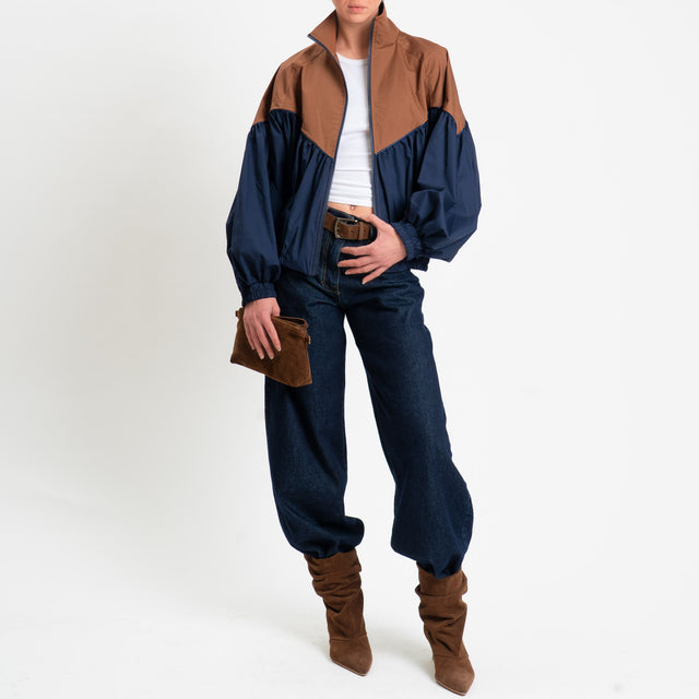 Tensione in-Bomber bicolore - tabacco/blu