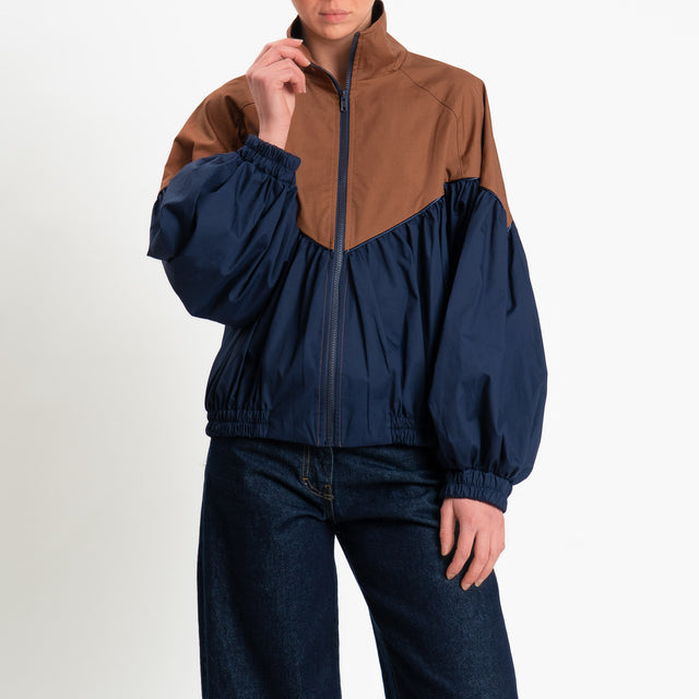 Tensione in-Bomber bicolore - tabacco/blu