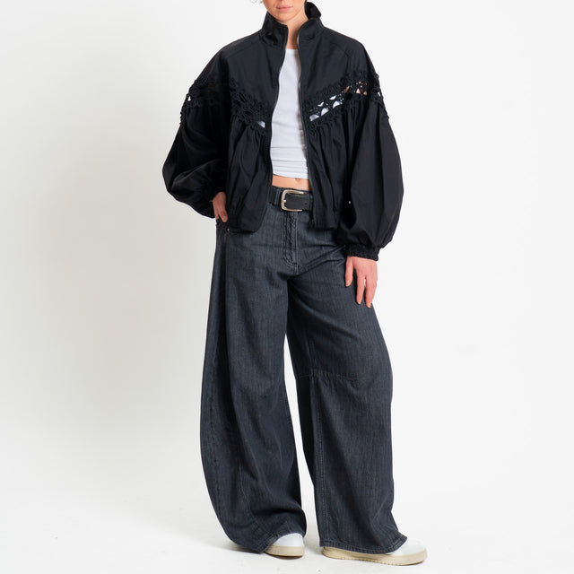 Tensione in-Bomber con macramè - nero/nero