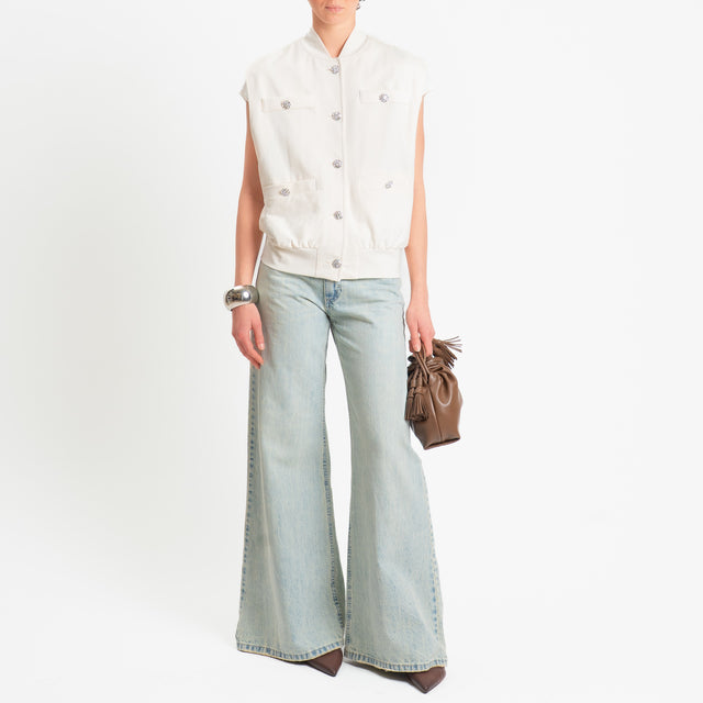 Tensione in-Gilet bottoni gioiello - burro