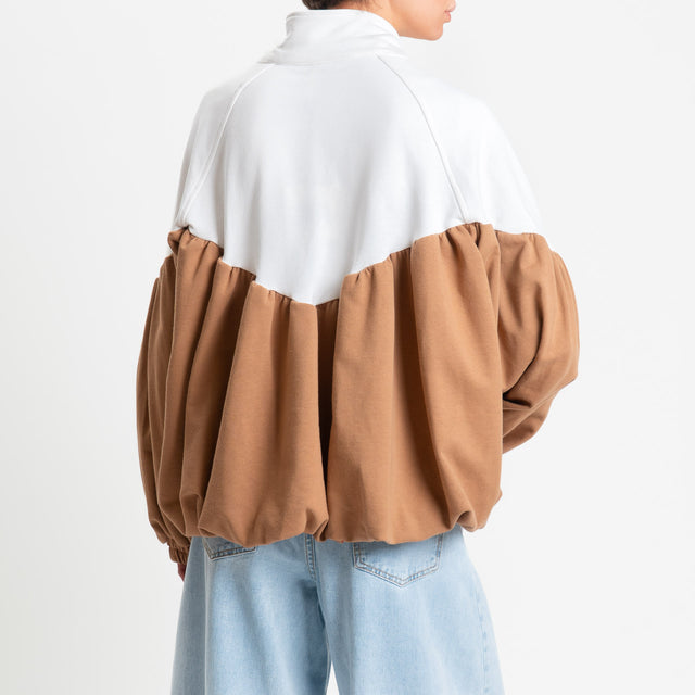 Tensione in-Bomber in felpa bicolore - panna/cuoio