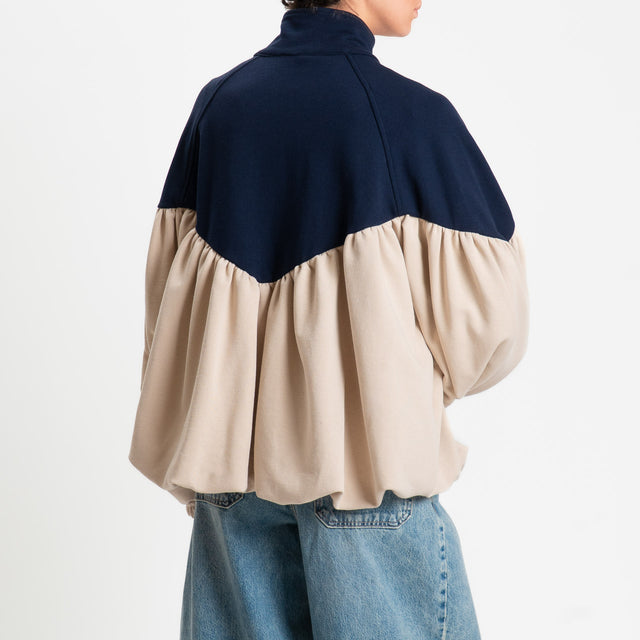Tensione in-Bomber in felpa bicolore - blu/beige