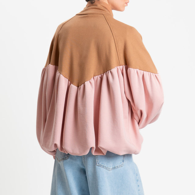 Tensione in-Bomber in felpa bicolore - cuoio/rosa