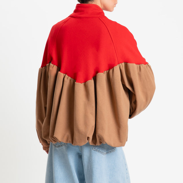 Tensione in-Bomber in felpa bicolore - rosso/cuoio