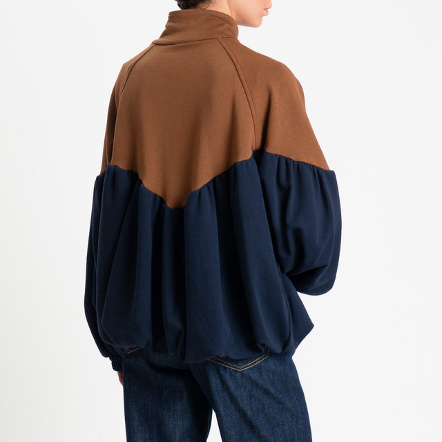 Tensione in-Bomber in felpa bicolore - tabacco/blu