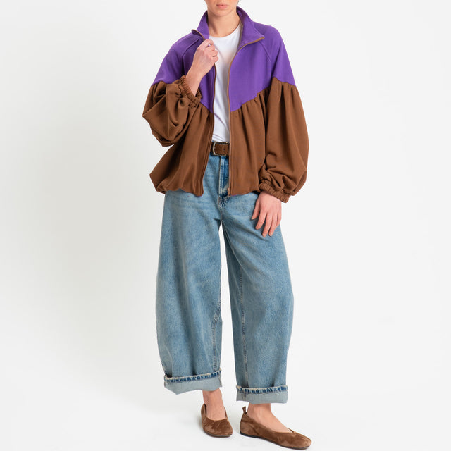 Tensione in-Bomber in felpa bicolore - viola/tabacco
