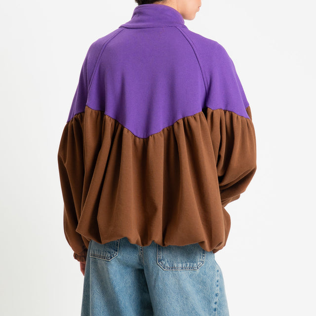 Tensione in-Bomber in felpa bicolore - viola/tabacco